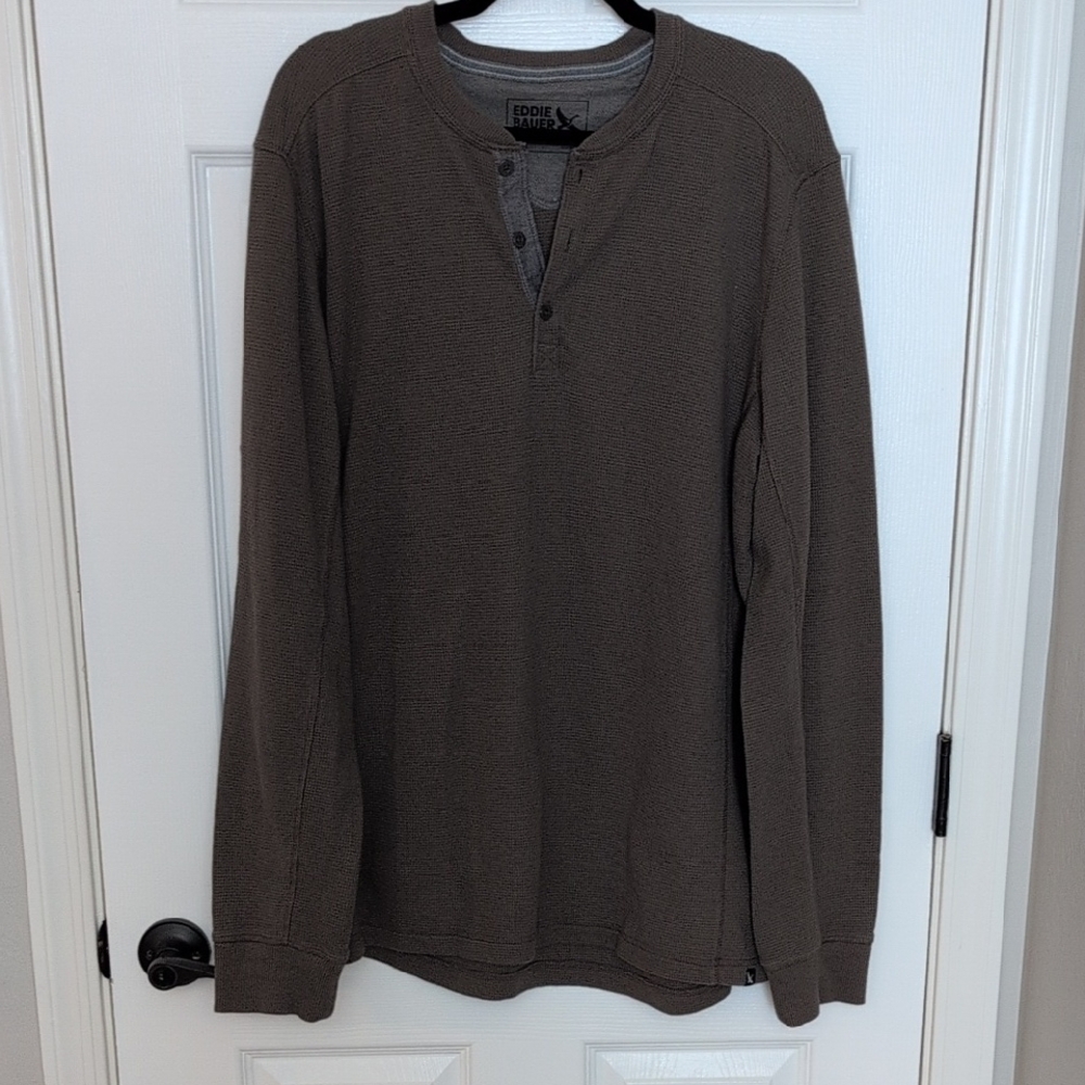 Eddie Bauer Olive Green Henley Shirt